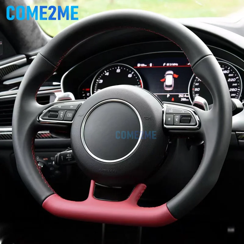 

Для Audi A4 B8 A5 A6 A7 Q3 Q5 Q7 черное ПЕРФОРИРОВАННОЕ кожаное Многофункциональное рулевое колесо