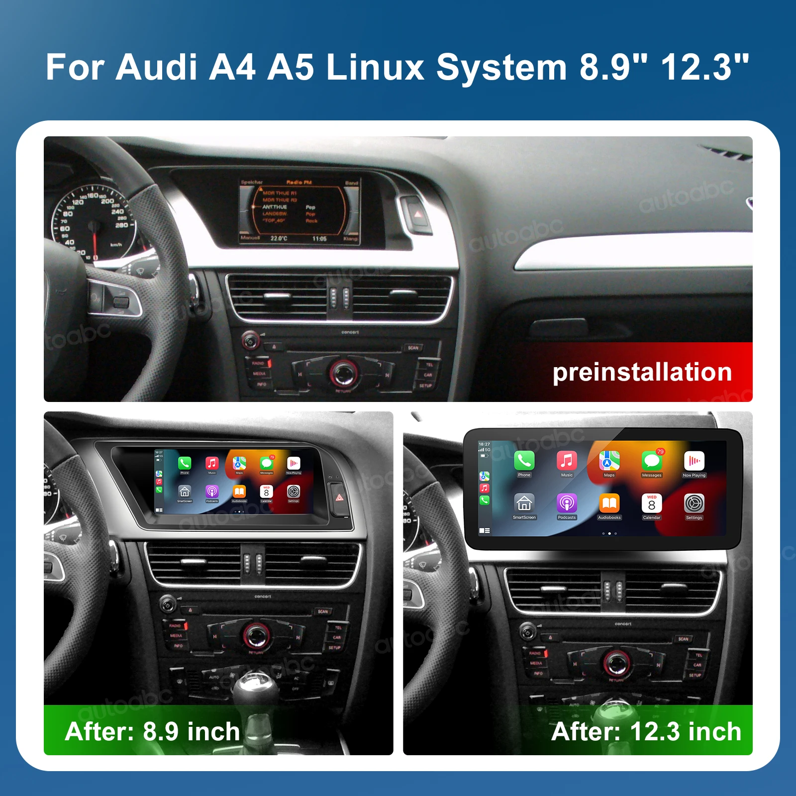 8.8“ 12.3” Wireless CarPlay Android Auto Linux Touchscreen for Audi A4 A5 2009-2015 Airplay Car Multimedia GPS Support Camera 4 8.8“ 12.3” Wireless CarPlay Android Auto Linux Touchscreen for Audi A4 A5 2009-2015 Airplay Car Multimedia GPS Support Camera 4
