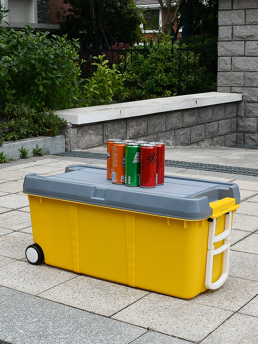 Large Car Trunk Organizer Box Outdoor Cam Storage Box Wheel Pull Rod Vehicle Mounted Waterproof Anti-prure Plastic Box