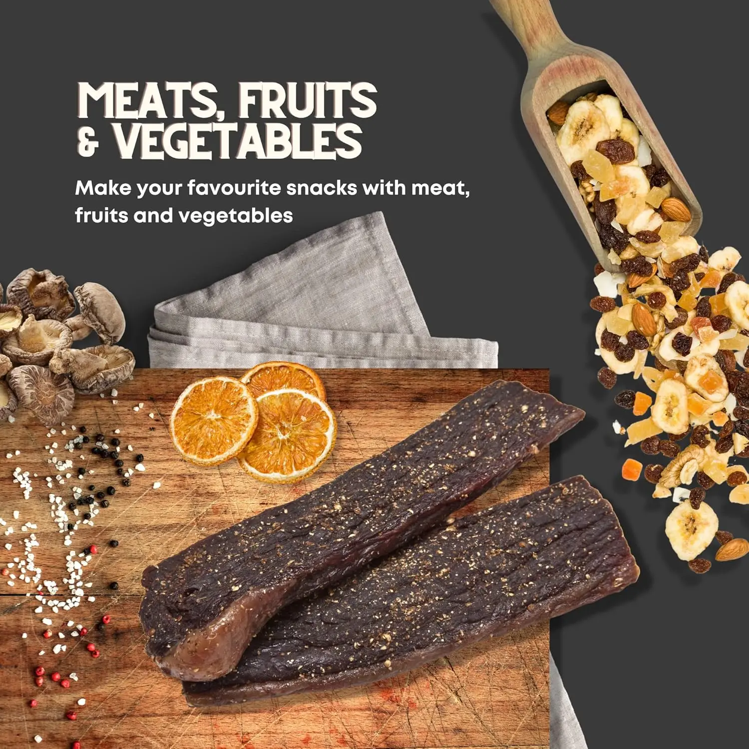 Stainless Steel Biltong Box Food Dehydrator and Drying Cabinet - Large 10 Trays 5 Hanging Rods with 20-90°C Temperature Control 4