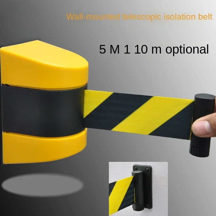 Warning Wall-mounted Shell Telescopic Belt Wall-mounted Isolation Belt Black and Yellow Warning Line Corridor Isolation