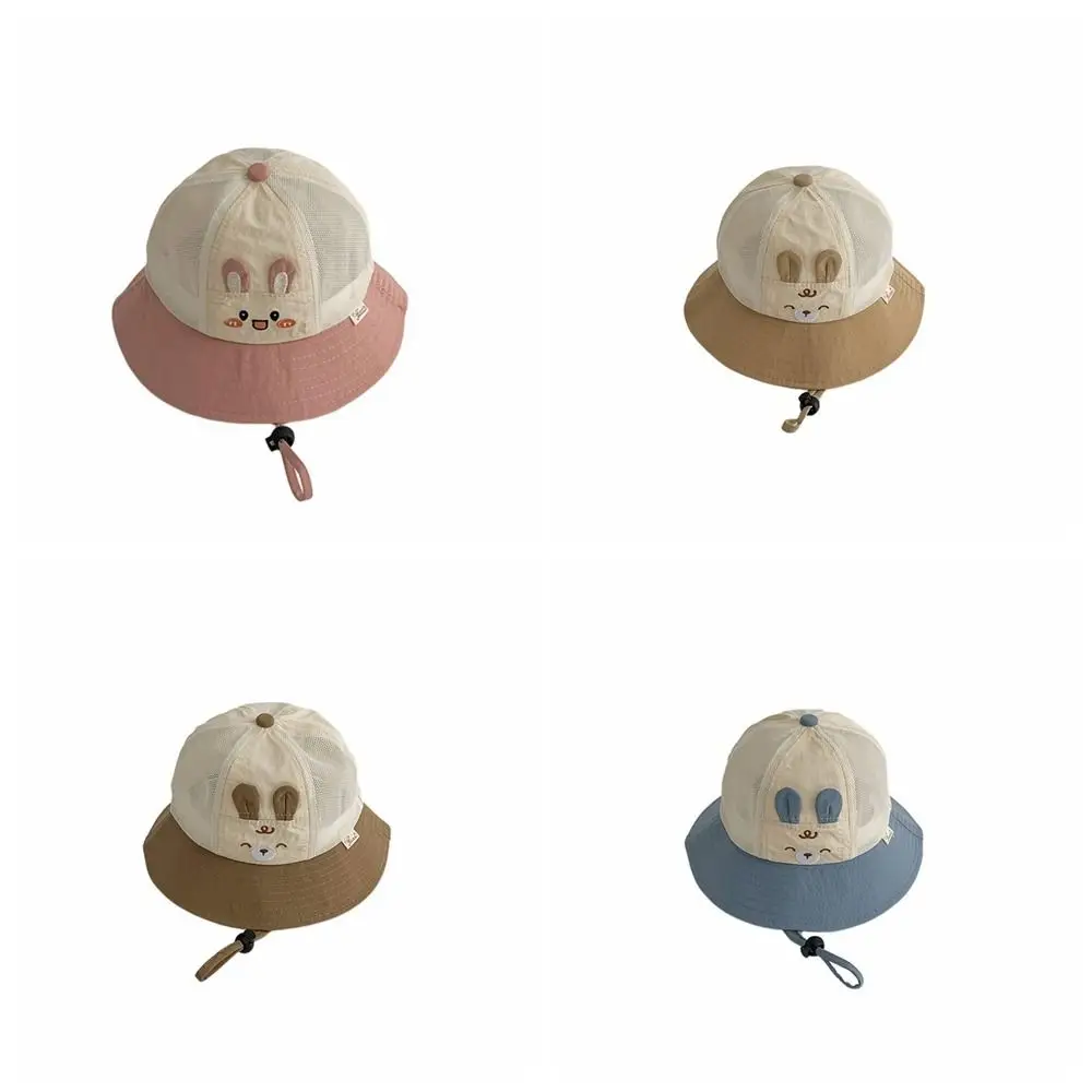 Cute Breathable Kids Sun Hat Quick-dry Mesh Cartoon Bucket Cap Rabbit Summer Children Fisherman Hat Travel
