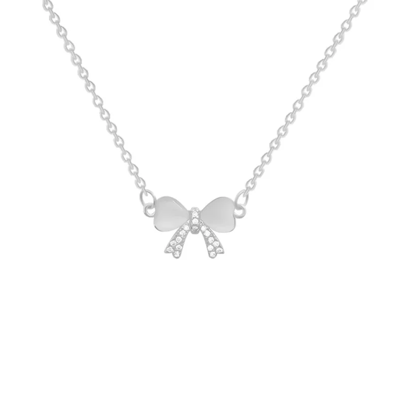 

Two Love Heart Bows Zircon Bowknot Chain Pendant Necklace Nimble Mother's Day Woman Wedding Family Friend Gift Jewelry