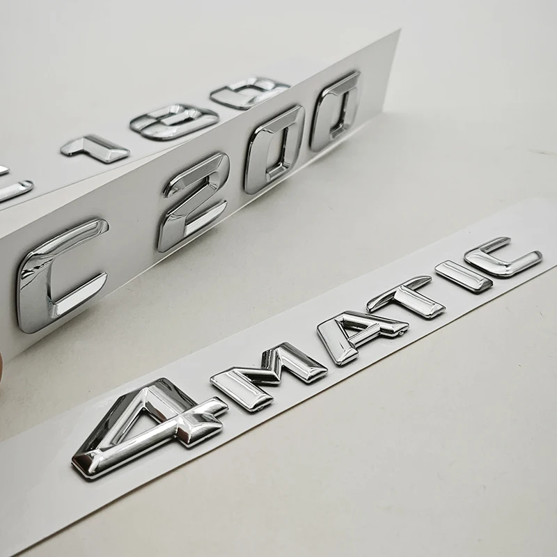 3D ABS 벤츠 엠블럼 FR 로고 C180 C200 4MATIC 라이트 자동차 액세서리 핫 트렁크 메르세데스 레터링 C 클래스 배지 리어 돌핀 테일