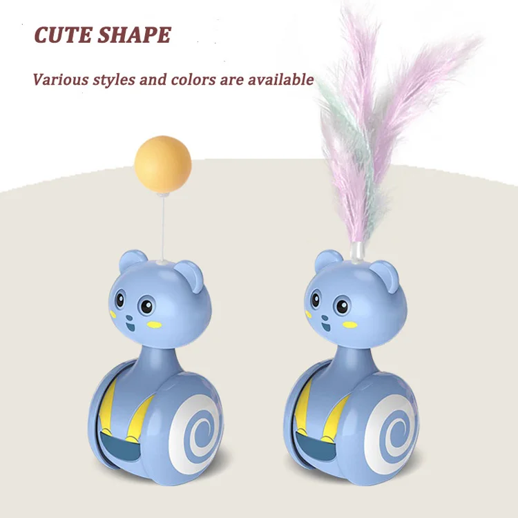 Tumbler Swing Toy For Cats Funny Cat Scratching Ball Colored Feather Sounding Toy Kitten Interactive Chasing Toy Cat Accessories