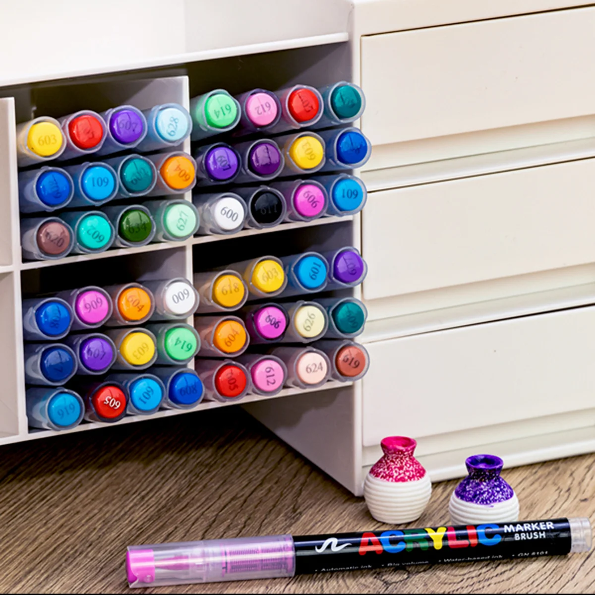 Acrylverf 24 Kleuren – 12ML Tubes 3 Penselen Set