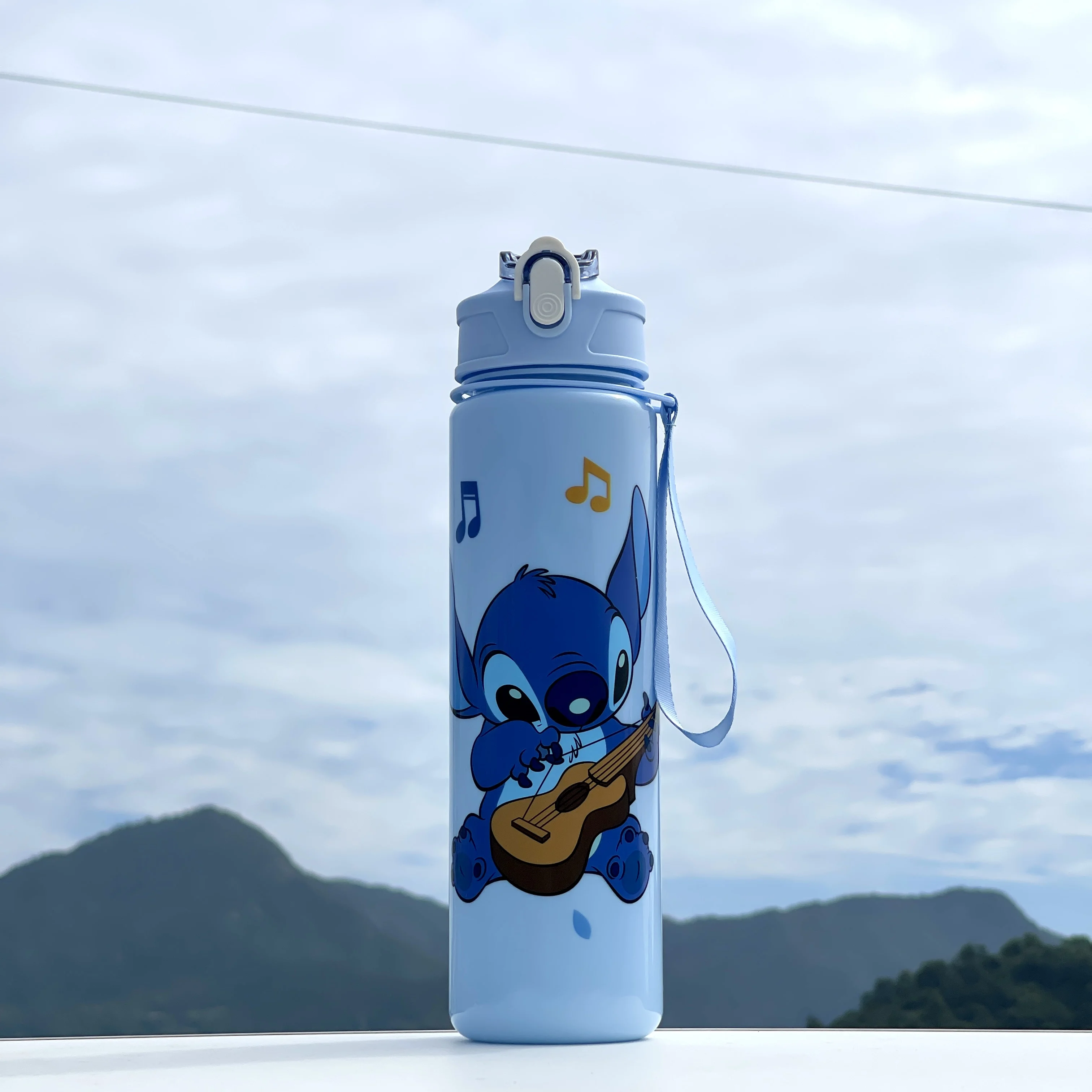 BPA İçermeyen Açık Hava Kamp Spor Su Şişesi 800ml Lilo ve Stitch Tasarımlı Pipetli Sızdırmaz Seyahat Bardağı Çiftler ve Ebeveynler İçin Hediye