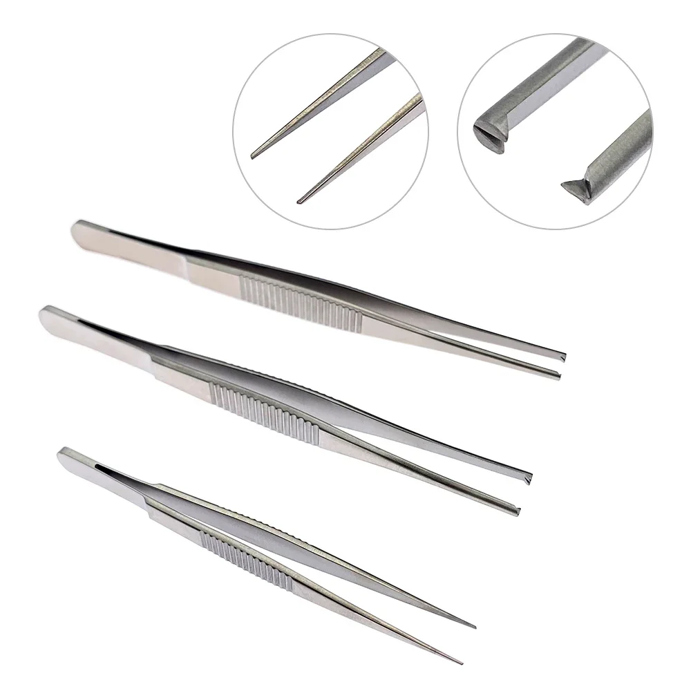 Teethed Tissue Forceps Tweezers Serrated Tips Stainless steel Plastic Eye Surgical Instrument Capsulorhexis Forceps Ophthalmic Tool Plastic Surgery Tool