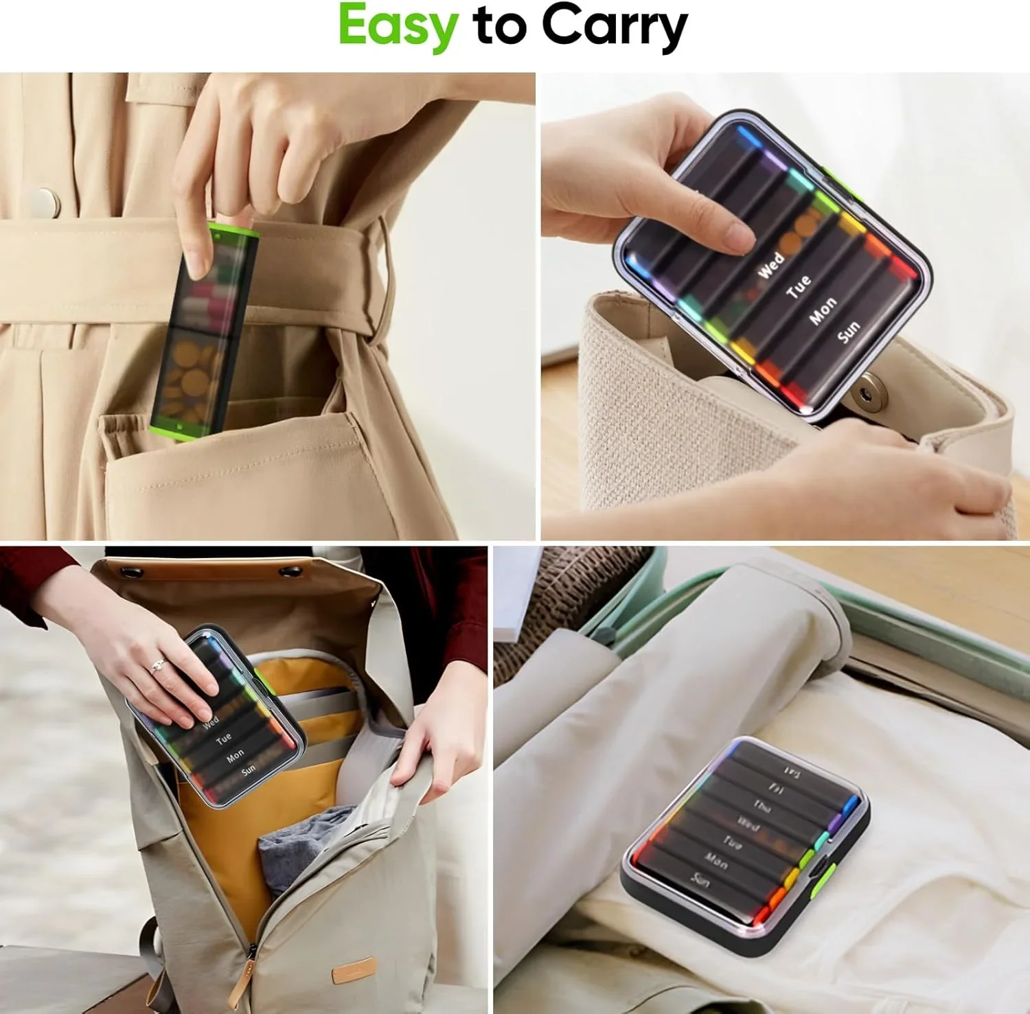 Medicine box 7 days Storage 14 grids Organizer Pill Box Portable Travel with Large Compartments for Vitamins Medicine Fish Oils