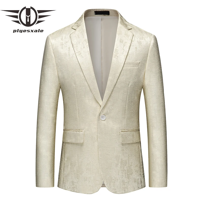 

Plyesxale 2023 New Spring Autumn Beige Yellow Blazer For Men 4XL 5XL 6XL Elegant Mens Casual Blazers Prom Jacket Slim Fit Q1524