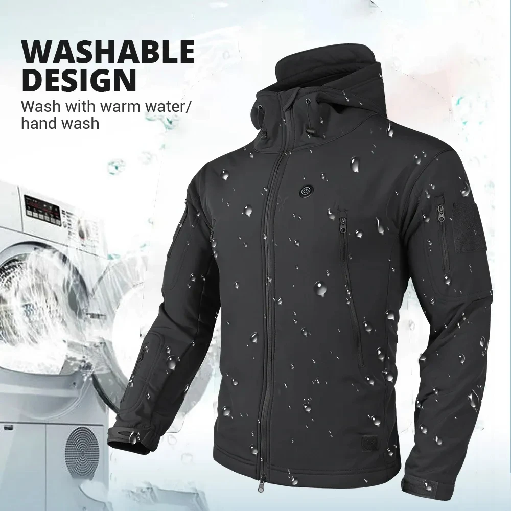 Heated Motorcycle Jacket USB Electric Heating Hooded Camping Skiing Winter Warm Clothes