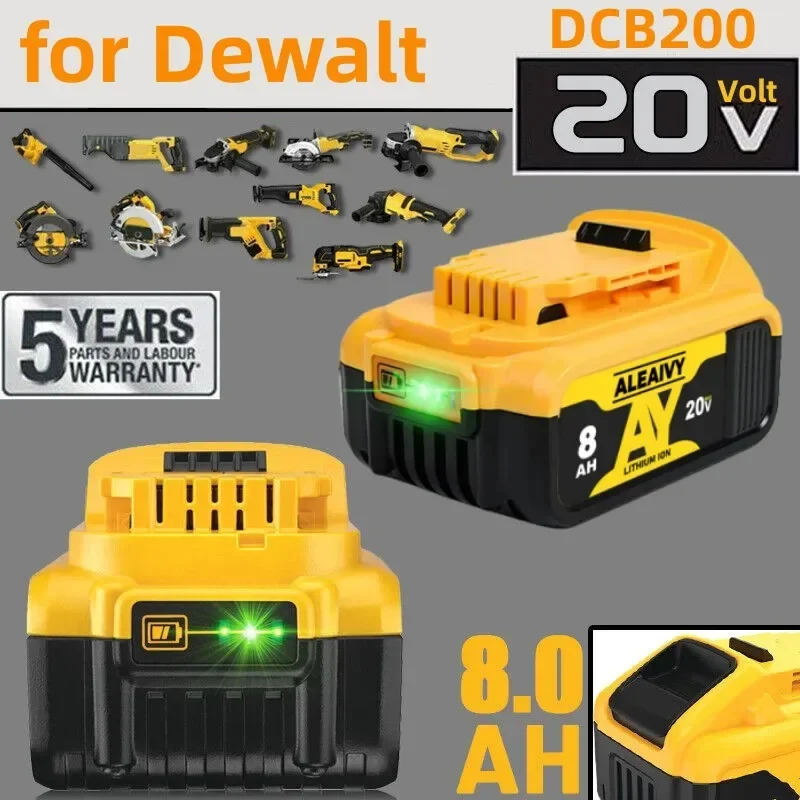 

Аккумуляторные литий-ионные батареи Aleaivy для DeWalt DCB205 DCB 206 DCB181 DCB182 DCB200, литиевая батарея макс. 20 в Ач, электроинструмент