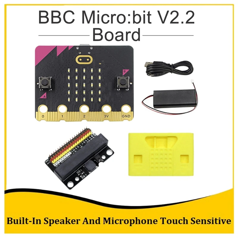BBC Micro:Bit V2.2 Kit Built-In Speaker Mic Programmable Development Board+IO BIT V1.0 Expansion Board+Protective Case