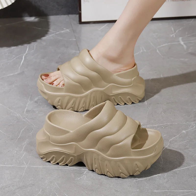New high heel 9 cm platform slipper women summer height