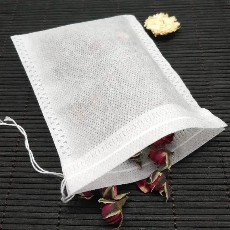 100 Pcs Empty Loose Tea Bag Scented Tea Bags Drawstring Pouch Bag Seal Filter for Herb Spice Household Accessories Supplies tool