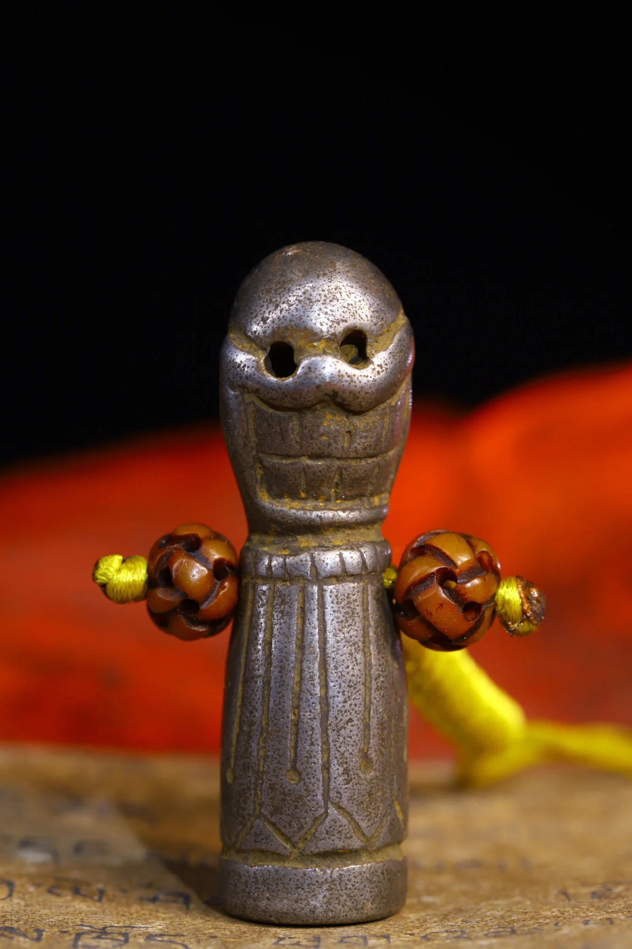 

3"Tibet Temple Collection Old Tiantie Skull Head Seal Pendant Amulet Dharma Worship Hall Town house Exorcism