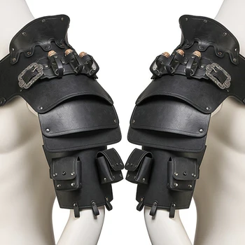 Armatura per spalla da cavaliere guerriero vichingo medievale Gladiatore Pauldrons pirata Steampunk Spaulders in pelle PU vintageCostume cosplay