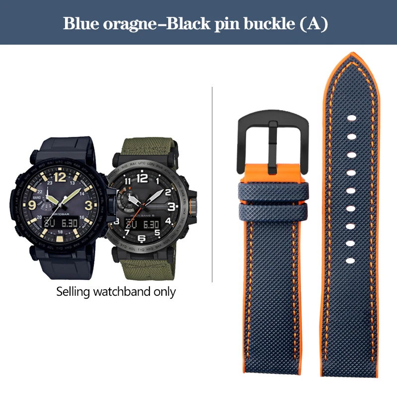 Durable Nylon Rubber Bottom Sports Watchband - 24mm Canvas Silicone Strap