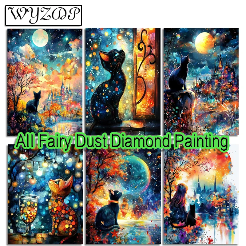 Cat Fairy Dust Diamond Painting Kit Animal Full Diamond Embroidery Gem Cross Stitch AB Art Full Crystal Home Decor diamond painting