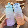 2L Water Bottle With Straw Time Marker Plastic Water Cup Large Capacity Frosted Outdoor Sports Bottles botella de agua 2 litros 3