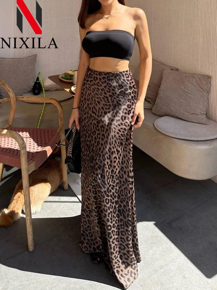 Gonna lunga leopardata - Stampa multicolor