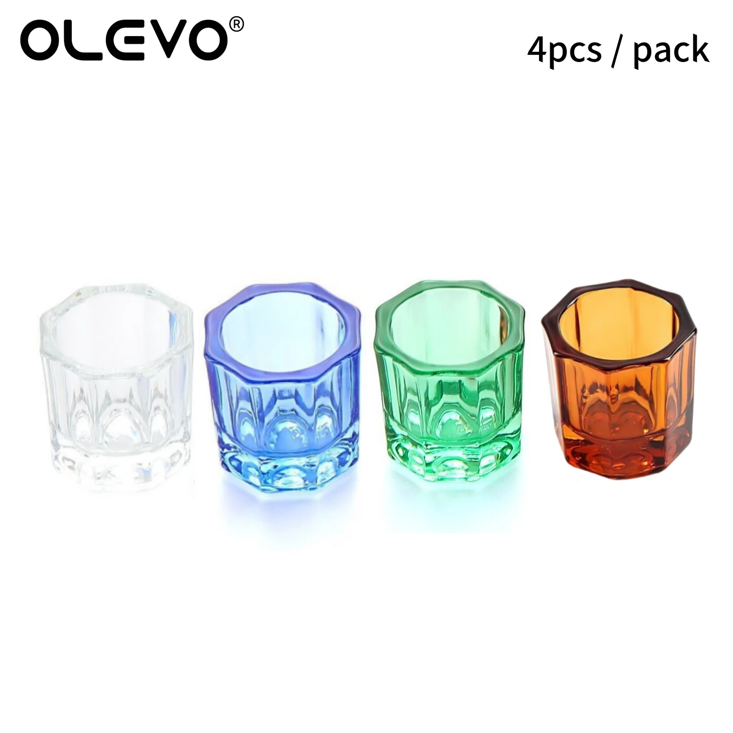 4-Piece Crystal Glass Dappen Dish Set for Dental and Nail Art Applications