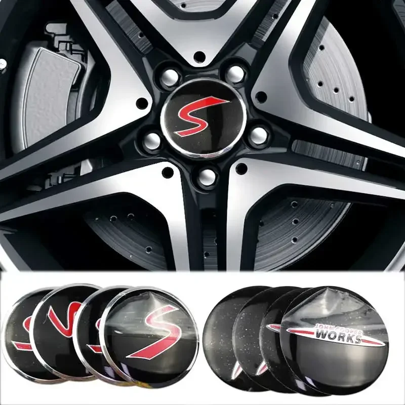 4Pcs 56Mm Car Wheel Center Emblem Hub Sticker Per Mini Coopers John Cooper Works Jcw R56 R50 F56 R52 R53 R55 Badge Decorazione