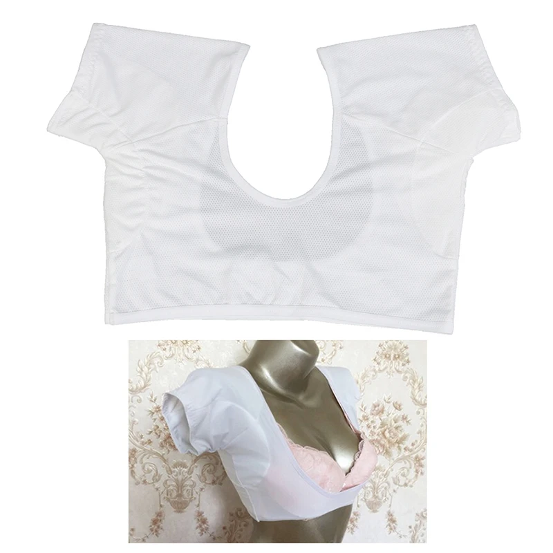 1PCS White Reusable Washable M L Model T-shirt Shape Sweat Pads Underarm Armpit Sweat Pads Perfume Absorbing Anti