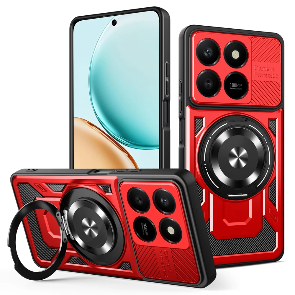 Shockproof Armor Magnetic Ring Case with Magsafe Wireless Charging Compatibility