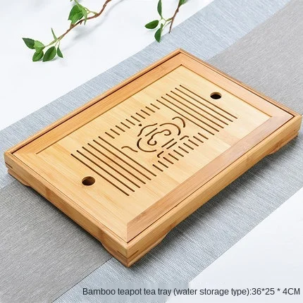 

Hot Sale 2 Size Kung Fu Tea Set Natural Wood Bamboo Tea Tray Rectangular Traditional Bamboo Puer Tea Tray Chahai Tea Table