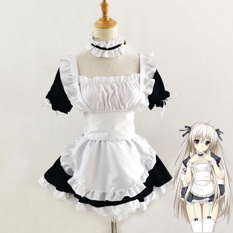 

Anime Cosplay Maid Dress Yosuga no Sora Kasugano Sora Cosplay Costume Uniform Lolita Dress Cute Maid Outfits Apron for Women