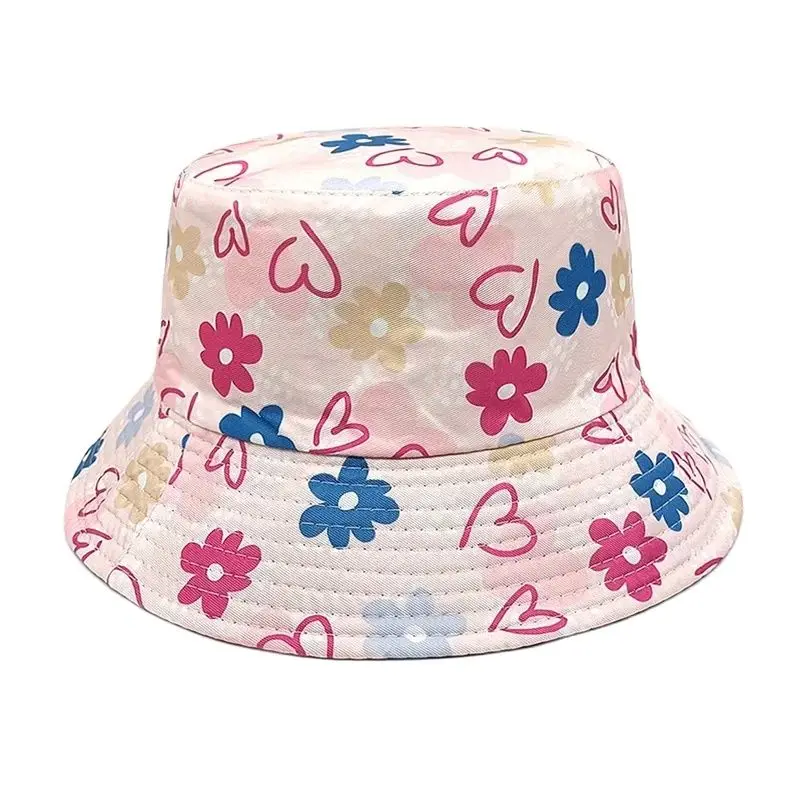 

LDSLYJR Four Seasons Cotton Cartoon Love Print Bucket Hat Fisherman Hat Outdoor Travel Sun Cap for Men and Women 277