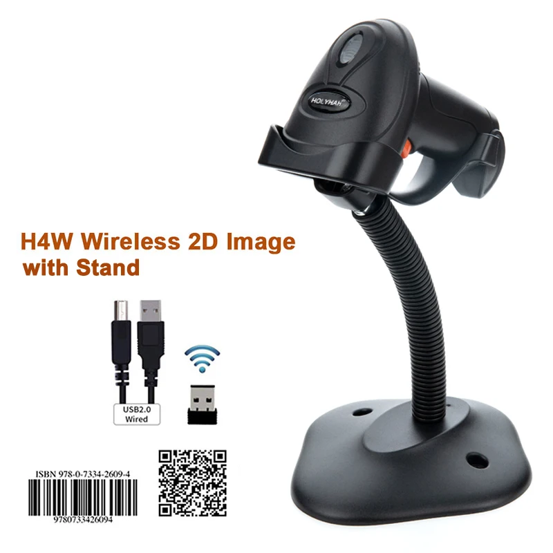 thumbnail image 1 of Lector de código de barras Holyhah H4 con cable, H4W inalámbrico, 2D y H4B Bluetooth 2D, 1 of 5
