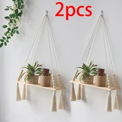 Boho Macrame Wall Hanging Shelf - Elegant Home Decor for Bedroom & Living Spaces (TK-M01531)