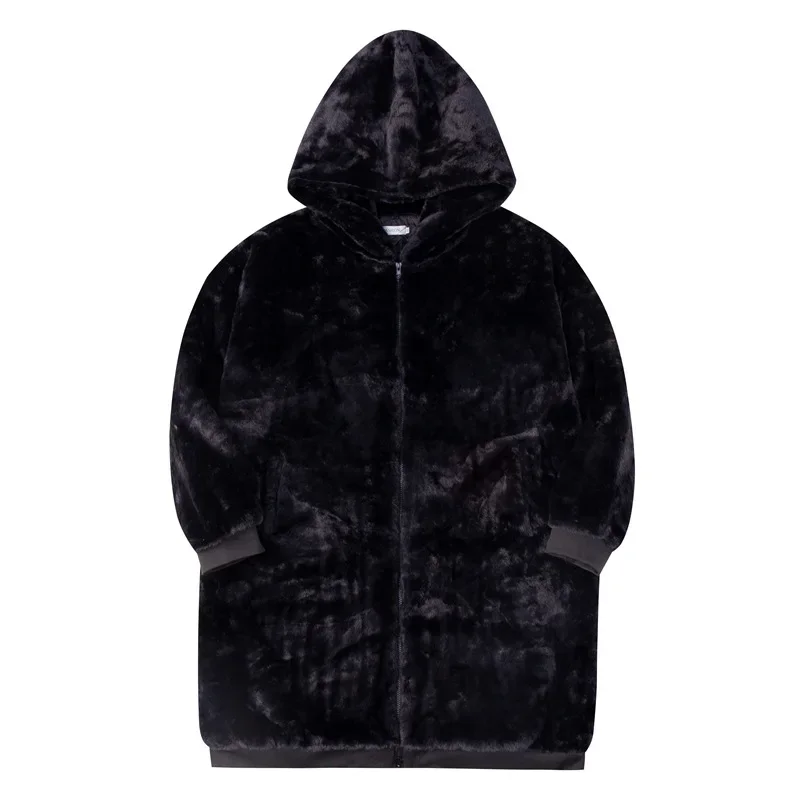 Medium Length Cotton Hooded Lamb Wool Thickened Warm Cotton Coat Coat Long Loose Fit Cotton Suit Cardigan Casual Coat