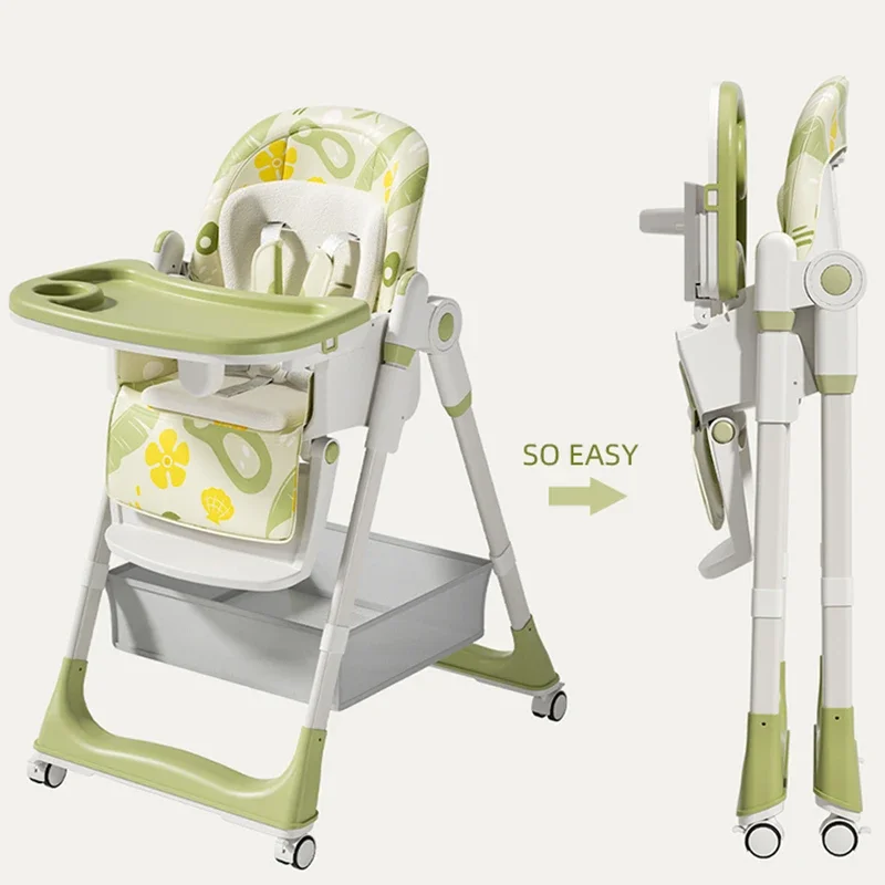 High Kitchen Backrest Chair Children's Folding Wheels Kid Feeding Chair Platform Growing Mueble Infantil Infantil Room Furniture