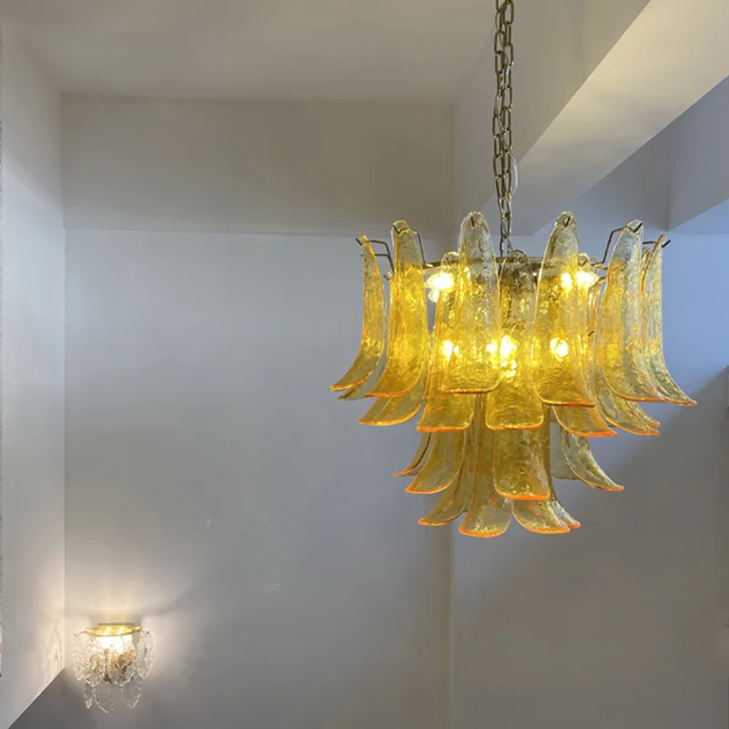 

Nordic LED Chandeliers Flower Pendant Lamp Luxury Bedroom Living Room Art Glass Lighting Study Master Bedroom Light Hanging Lamp