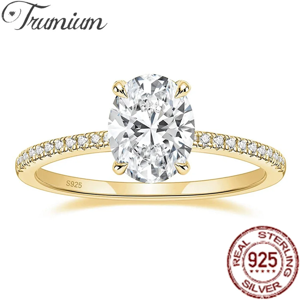Trumium 3ct offizielle Verlobungsringe aus 925er Sterlingsilber für Frauen, ovaler Schliff, kubischer Zirkon, Hochzeitsversprechensringe, edler Schmuck