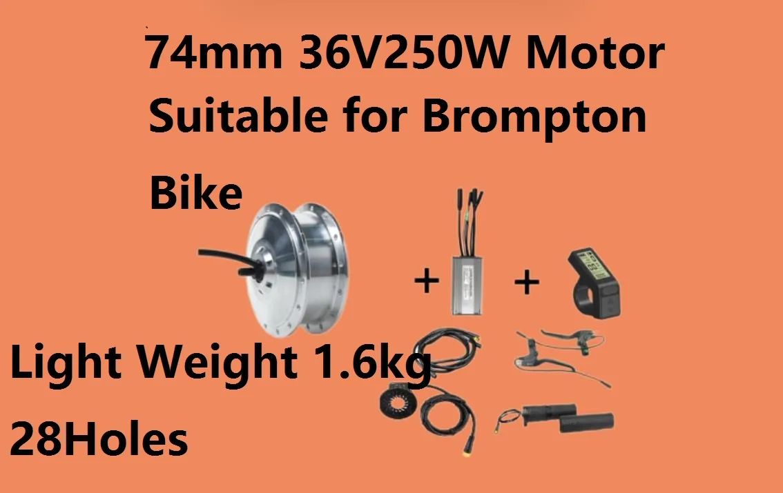 DIY Hub Motor 16inch 349 Rim Brompton 36V250W Front Hub Motor Brushless Gear Fork Size 74mm 28holes