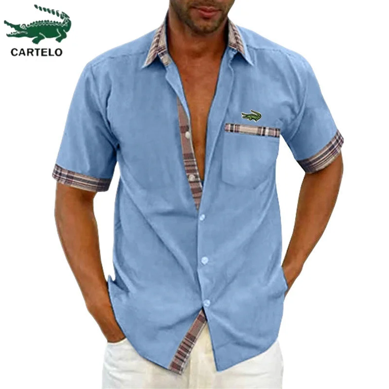 Cartelo New 2023 Spring Casual Shirt Men Avoid Scalding To Handle Cardigan Short -sleeved Fashion Urban Lapel Men's Shirt