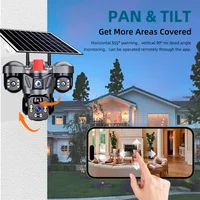 Caméra de surveillance solaire multi-lentilles 4G, vision nocturne couleur, sans fil, avec accessoires de montage complets pour villa, cour, usine 3