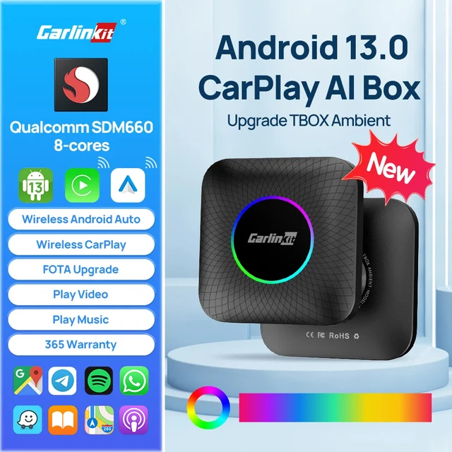  2023 CarlinKit ai Box Android Auto Wireless 4G  Cellular,4+64G,8Core, Only Fit for Cars with OEM/Factory Wired  CarPlay,Wireless CarPlay&Android System,Built-in Navigation,Support   Netflix,etc : Electronics