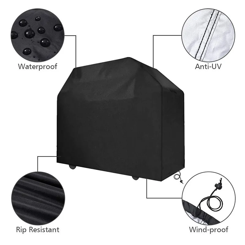 5 Size BBQ Grill Barbeque Cover Anti-Dust Waterproof Weber Heavy Duty Charbroil BBQ Cover Outdoor Rain Protective Barbecue Cover 4