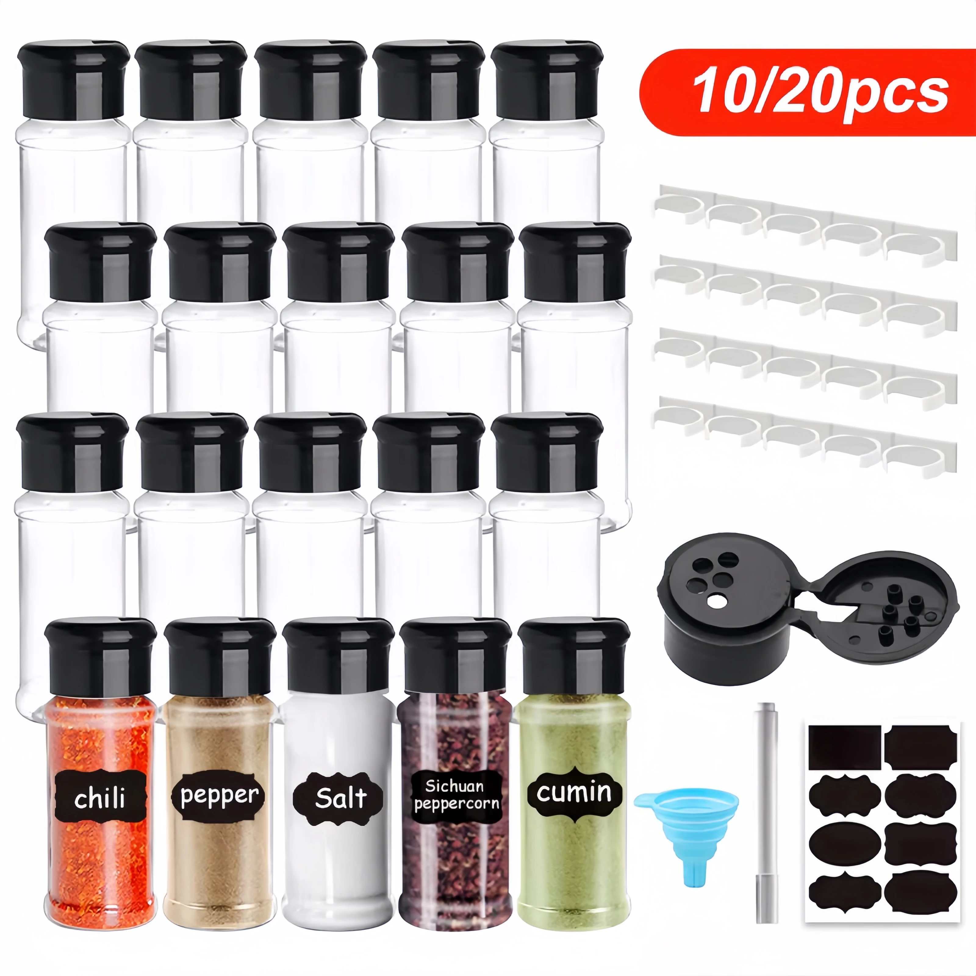 5/10/15/20PC Jars for spices Salt and Pepper Shaker Seasoning Jar spice organizer Plastic Barbecue Condiment Kitchen Gadget Tool 5/10/15/20PC Jars for spices Salt and Pepper Shaker Seasoning Jar spice organizer Plastic Barbecue Condiment Kitchen Gadget Tool