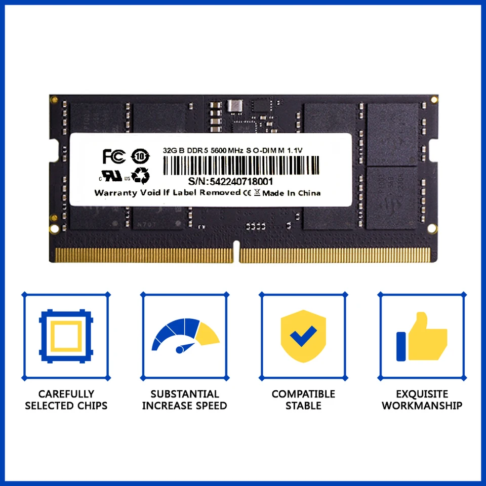 メモリアル DDR5 Ymeiton 8GB 16GB 32GB 4800MHz 5600MHz U-DIMM RAM