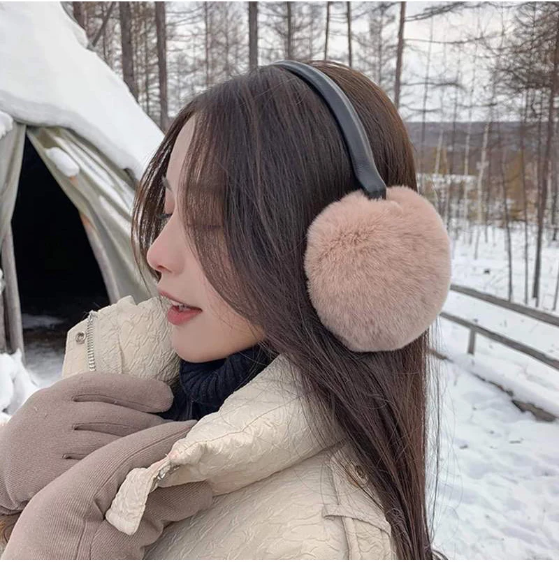 Rex Rabbit Fur Hang Ear Cover Warm Winter Earmuffs Headwear Ear Muffs Fur Earmuffs Cold Ear Warmer Fold Ear Protection Headband