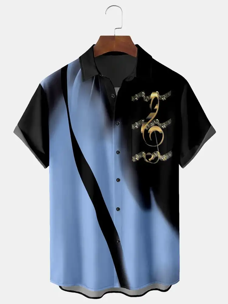 2024 New Men's Short Sleeve Shirt Flowing Art Print Men's Hawaiian Lapel Casual Top Fashionable and Comfortable Men's Shirt