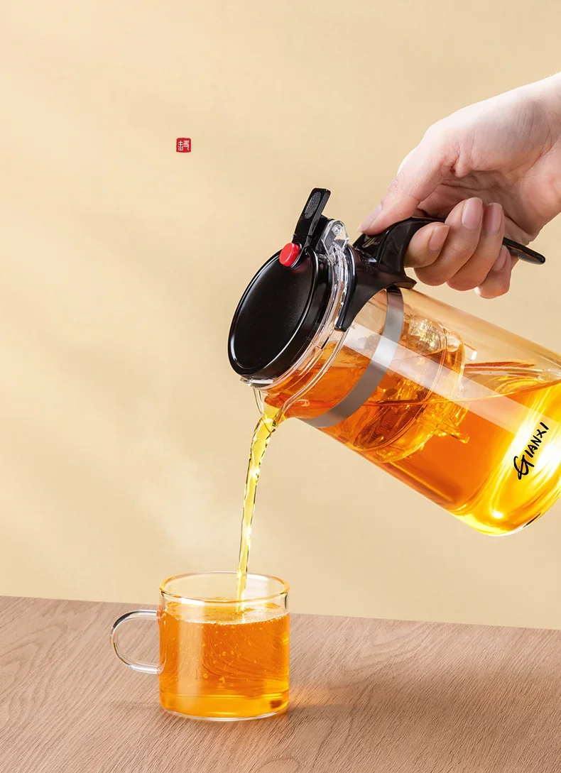 Teapot With Infuser Thickened Glass Heated Resistant Tea Pot One-button Filtering Tea Separation Kettle Tea Coffee Maker Teapot With Infuser Thickened Glass Heated Resistant Tea Pot One-button Filtering Tea Separation Kettle Tea Coffee Maker