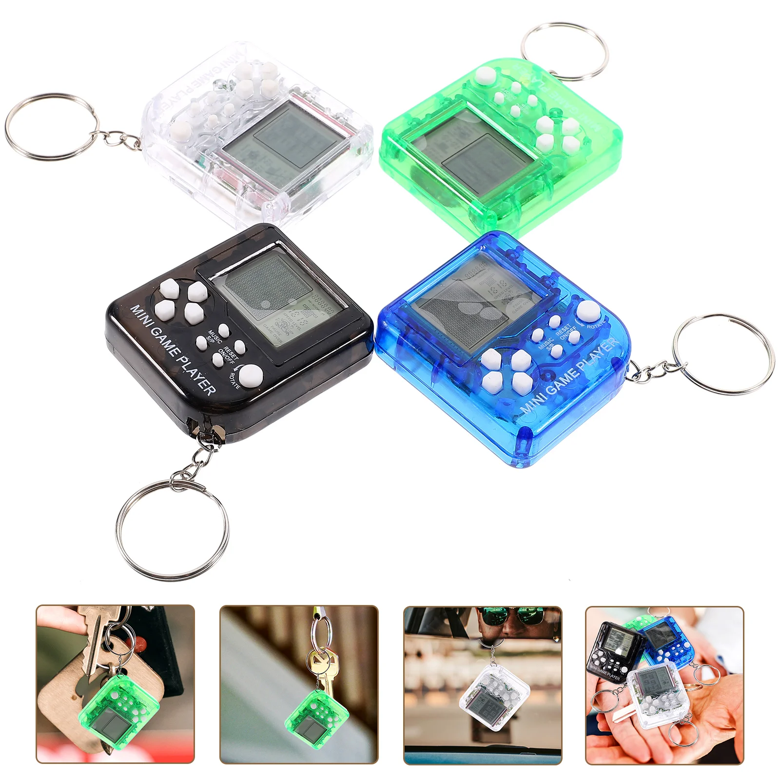 Mini Electronic Game Console Keychain Bag Pendant Charms Creative Decor Machine Hanging Toy