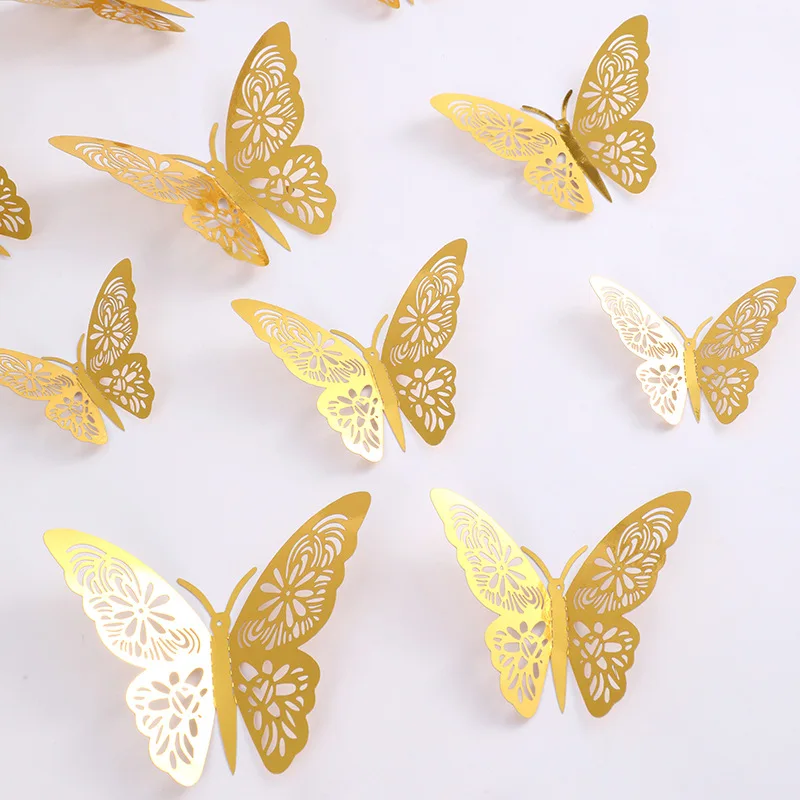 Symphony 3D Butterfly Hollow Out Wall Sticker DIY Home Cake Gift Decoration Party Patch label stickers